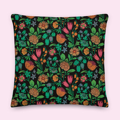 “Nocturnal Bloom” Poly-Linen Pillow