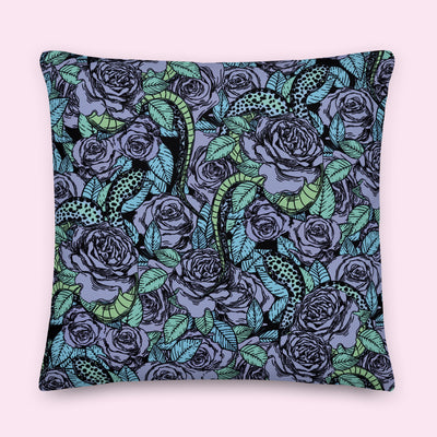 “Snakes amongst the Roses” Velveteen Pillow