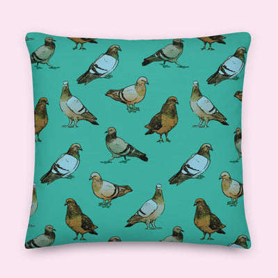 “Pigeon Perfect” Velveteen Pillow
