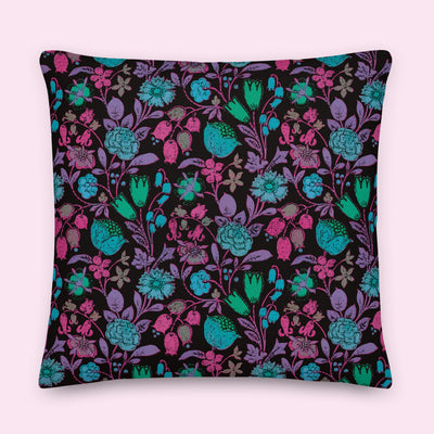 “Nocturnal Bloom” Poly-Linen Pillow